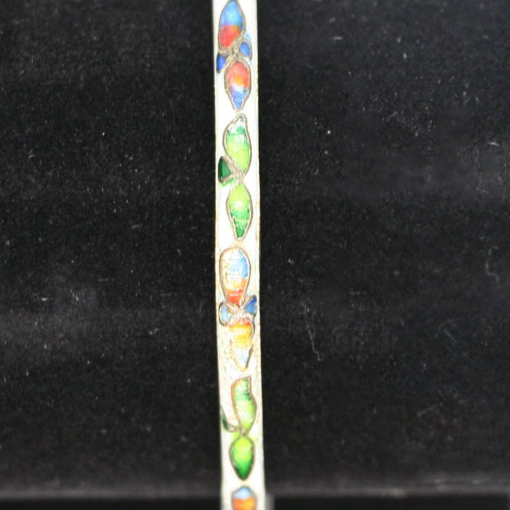Vintage Thin White Cloissonne Bracelet